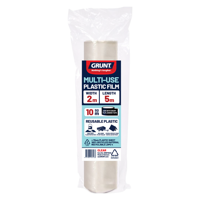 Grunt 2m x 5m Clear 70um Multi Use Plastic Film