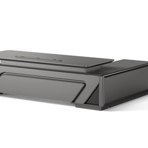 HELIOS 260cm Executive Office Desk  Left Return - Silver Grey + Brown