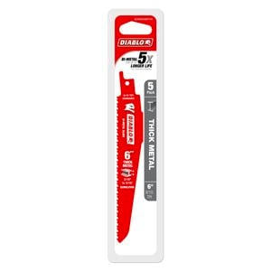 Diablo 6" Bi-Metal Reciprocating Saw Blades For Thick Metal/Demolition - 5 Pack