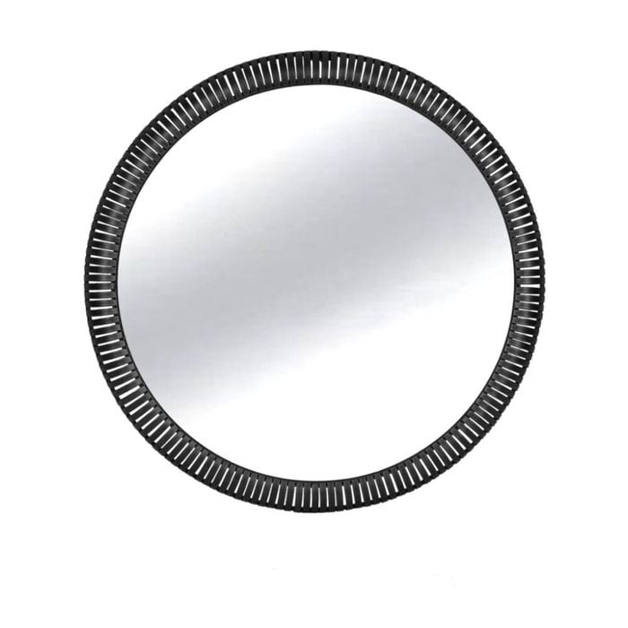 NF Living Fringe Theory Mirror 75cm Metal & Glass Finish - Black