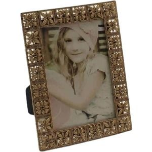 Willow & Silk Alloy/mdf 18cm Antique Gold Photo Frame W/flower Squares