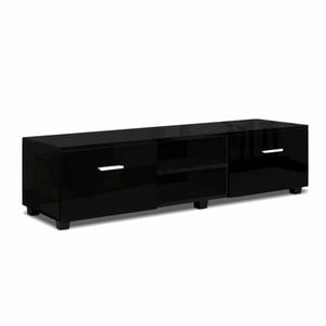 TV Cabinet Entertainment Unit Stand High Gloss Storage Shelf 140cm Black