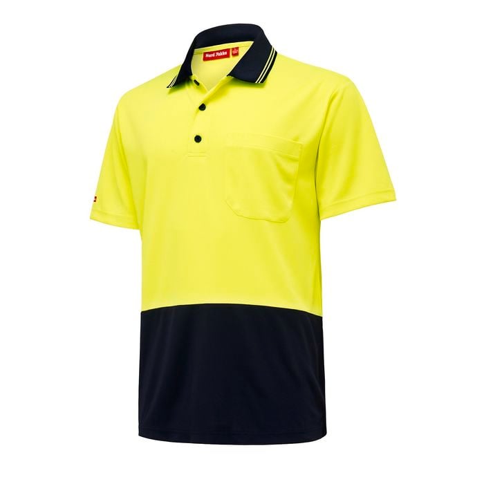 Hard Yakka Large Yellow Navy Hi Vis Short Sleeve Polo - Large