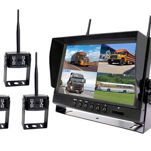 Elinz Digital Wireless 9" Quad Splitscreen Monitor 4CH DVR 3x Reversing CMOS 800TVL Camera 12V 24V 2.4GHz - 3 Camera Package