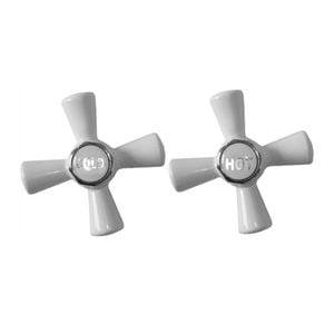 Shaw & Mason White Easy Clean Cross Tap Handle - Pair
