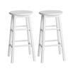 Homfurn 2x Bar Stools Round Wooden 61cm White Beech Kitchen Counter Pub Set
