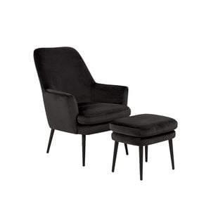 Modern Furniture KENDRA 73x95cm Lounge Chair with Footstool - Grey Brown