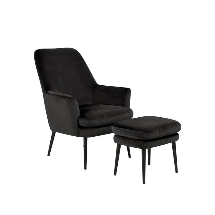 Modern Furniture KENDRA 73x95cm Lounge Chair with Footstool - Grey Brown