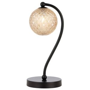 Telbix Felton Modern Table Desk Lamp Light Glass Metal Amber Black Matte