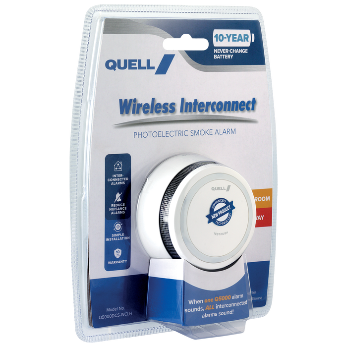 Quell Q5000 Wireless Interconnect Photoelectric Smoke Alarm - Suits Living  Room or Hallway