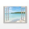 Beach View Through Window Print 100% Australian Made 180x120cm (Stretched Canvas)