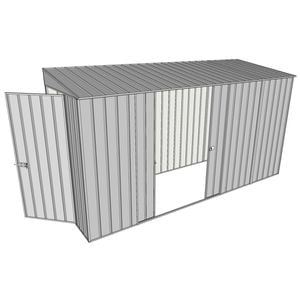 Build-A-Shed 1.2 x 3.7 x 2.0m Tunnel Shed Tunnel Hinged Door with Double Sliding Side Doors - Zinc