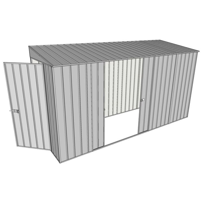 Build-A-Shed 1.2 x 3.7 x 2.0m Tunnel Shed Tunnel Hinged Door with Double Sliding Side Doors - Zinc