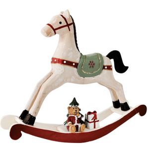 Urban Rocking Horse with Teddy Large Standing Decoration 21cm Bisque