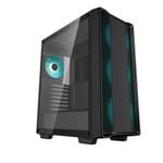 DeepCool CC560 V2 Black Mid-Tower Computer Case, Tempered Glass Window, 4x Pre-Installed LED Fans, Top Mesh Panel, Support Up To