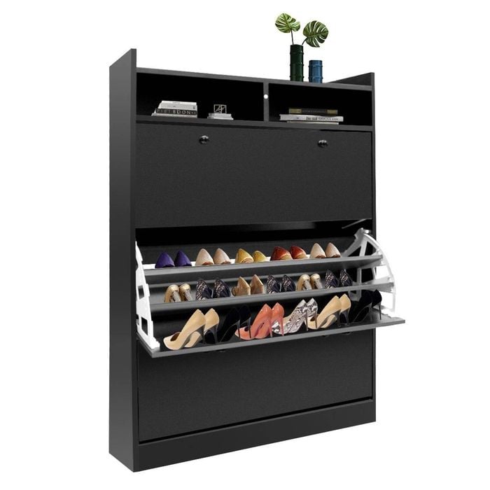 45 Pairs Shoe Cabinet Black
