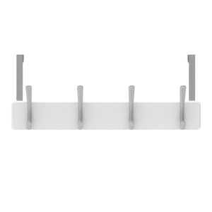 MODE 4 Brushed Nickel Hooks on White Board Over Door Hanger