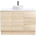 CIBO 1200mm Coast Veneer Nordic Full Height Bathroom Vanity With White Gloss Fluted Basin
