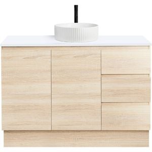 CIBO 1200mm Coast Veneer Nordic Full Height Bathroom Vanity With White Gloss Fluted Basin