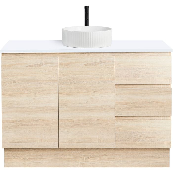 CIBO 1200mm Coast Veneer Nordic Full Height Bathroom Vanity With White Gloss Fluted Basin