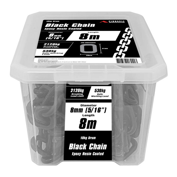 Pinnacle 8mm 5/16" x 8m Black Chain