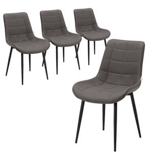 Familand Dining Chairs Set of 4 Padded Seat Kitchen Living Room Chair Faux Leather in Grey