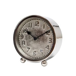 Ssh Collection Felix 15cm Tall Desk Clock With Round Silver Face - Nickel