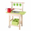 Costway Mobile Mud Kitchen Wood Pretend Play Pots Watering Can Wheel
