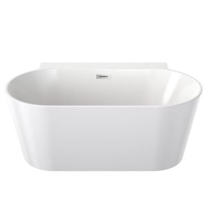 Clark 1400mm Round Freestanding Back To Wall Bath With Overflow