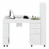 Ufurniture Manicure Table Acetone Resistant with Dust Collector Clear Showcase LED Light Rolling Wheels White