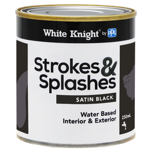 White Knight 250ml Black Satin Strokes And Splashes Paint