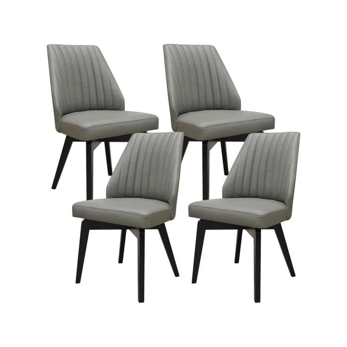 Shelby Set of 4 Dining Chair Genuine Leather Solid Rubber Wood Frame