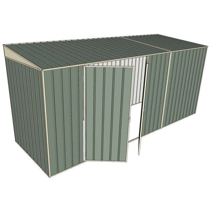 Build-a-Shed 1.5 x 4.5 x 2m Double Hinged Side Door Skillion Shed - Green