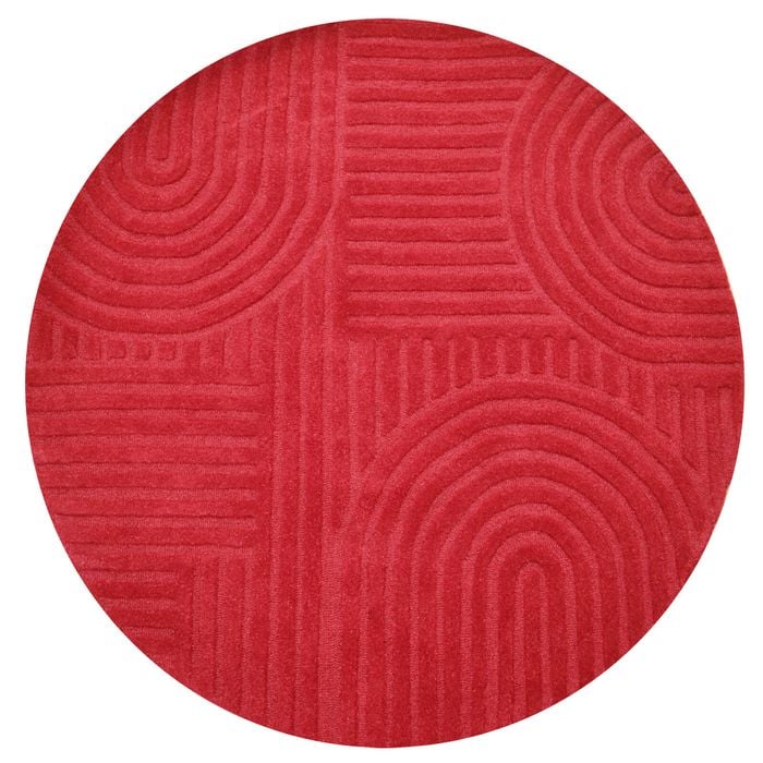 Contemporary Handwoven Wool Rug-Unity 6230-Red-160x160cm