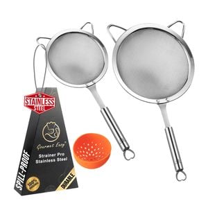 Gourmet Easy Strainer Kit Stainless Steel & Silicone, Large & Small Mesh Strainers