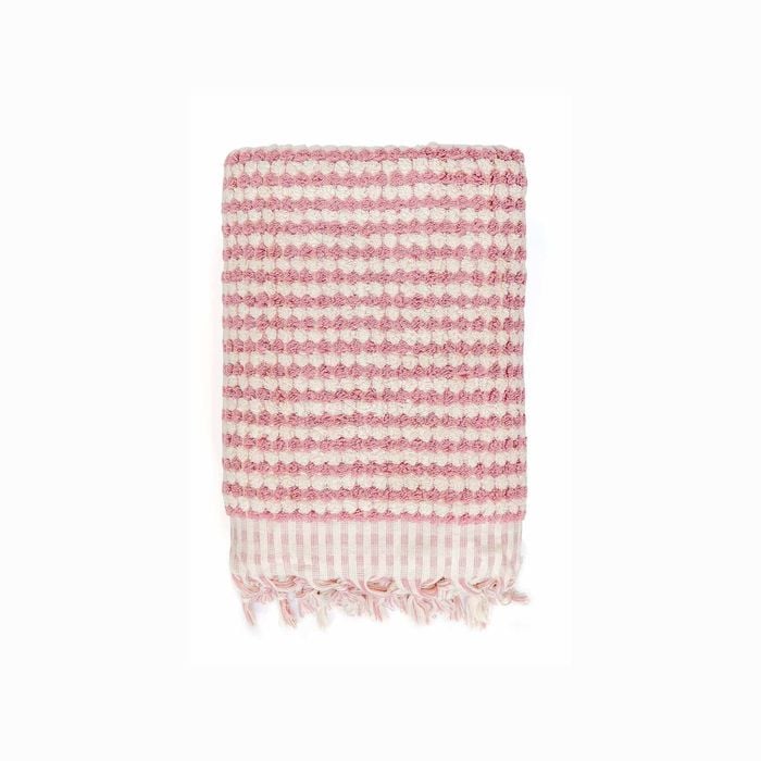 Miss April Pompom Turkish Cotton Bath Sheet Pink Clay