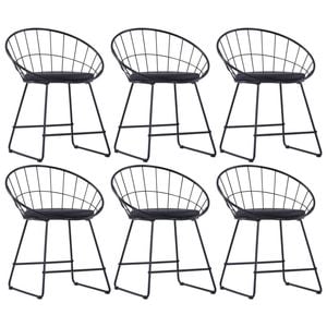 vidaXL Dining Chairs with Faux Leather Seats 6 pcs Black