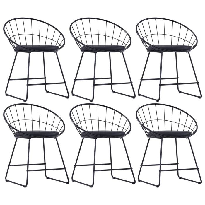 vidaXL Dining Chairs with Faux Leather Seats 6 pcs Black