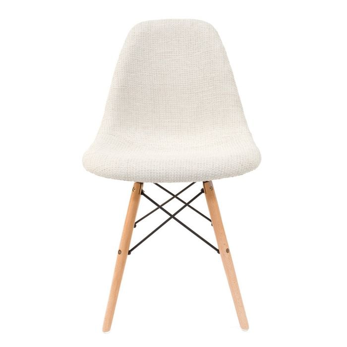 Sk Designer Living | Replica Eames Dsw Eiffel Chair | Fabric & Natural - Texture Ivory