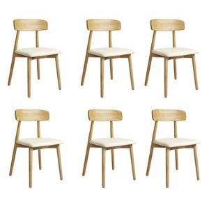 Levede 6pc Solid Wood Dining Chairs - Natrual