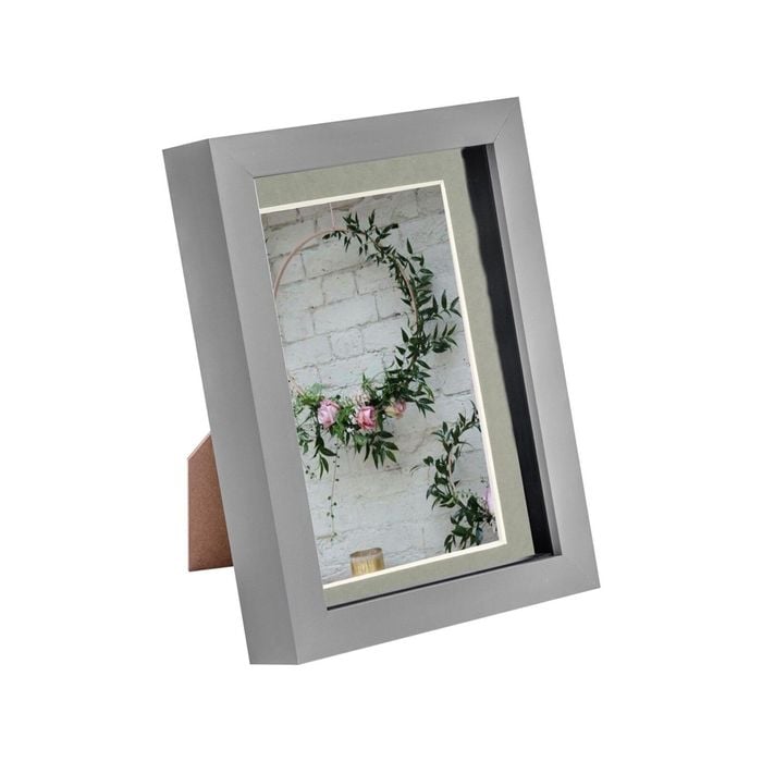 Nicola Spring Acrylic 3D Box Photo Frame with 4" x 6" Mount - 5" x 7"  - Grey