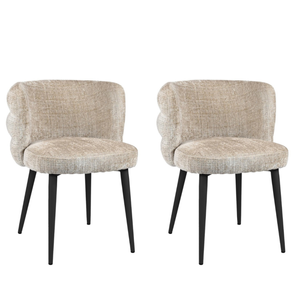 Raimon Furniture Set Of 2 Flavio Fabric Kitchen Dining Chair Metal Legs Latte