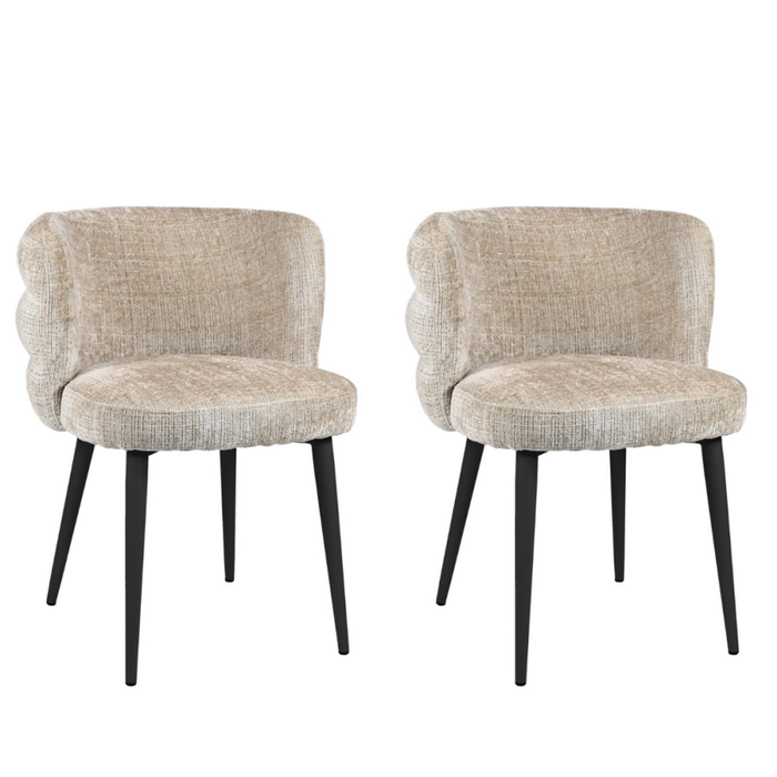 Raimon Furniture Set Of 2 Flavio Fabric Kitchen Dining Chair Metal Legs Latte