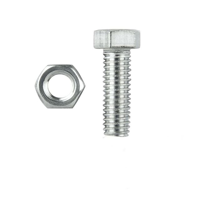 Pinnacle M4 x 20mm Zinc Plated Hex Head Bolts And Nuts - 10 Pack
