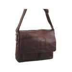 Pierre Cardin Rustic Leather 13" Laptop Computer Messenger Travel Shoulder Bag  Chestnut