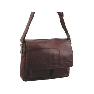 Pierre Cardin Rustic Leather 13" Laptop Computer Messenger Travel Shoulder  Chestnut