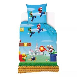 Nintendo Super Mario Level Cotton Quilt Cover Set - Single Bed Size