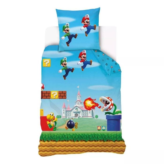 Nintendo Super Mario Level Cotton Quilt Cover Set - Single Bed Size