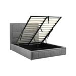 Foret Bed Frame Double Gas Lift Storage Base Bedroom Furniture Fabric Grey