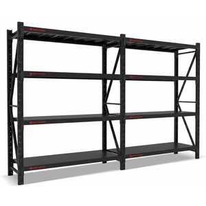 Centurion 2 Bay Heavy Duty All Steel Garage Shelving Unit 800kg Black Warehouse Workshop Storage Rack 2m